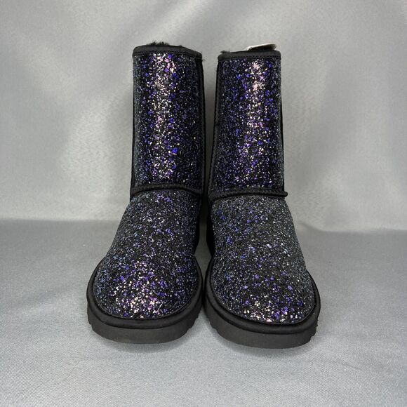 New Women's 7 UGG Boots Black Cosmos Sparkles Multi Glitter Classic Short - Picture 6 of 15